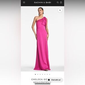 Sachin + Babi Vibrant Pink One-Shoulder Gown